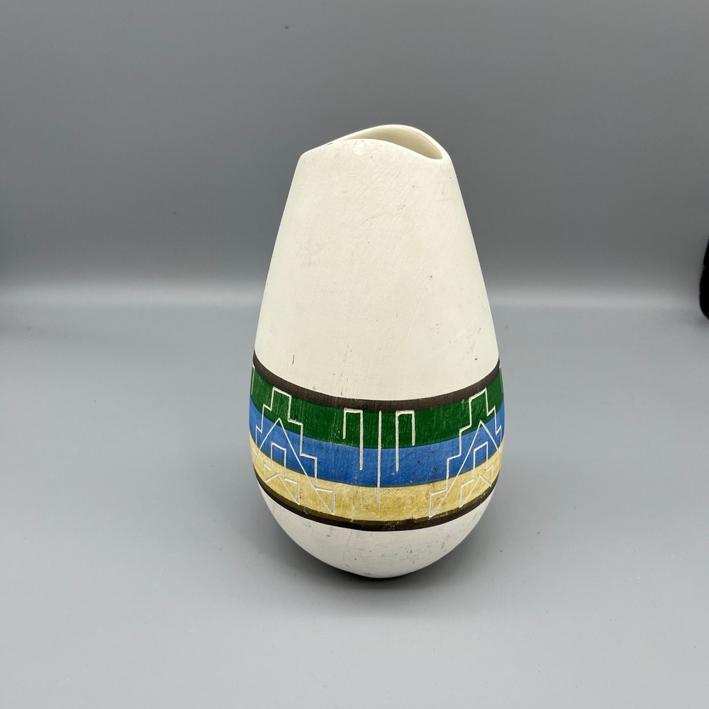 Handmade Ceramic Vase Native American Inspired Southwestern Geometric Design - Picture 3 of 10